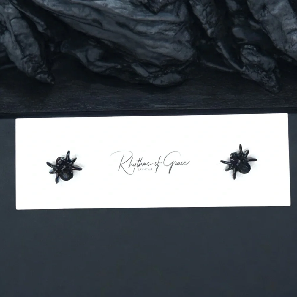 Sparkle & Scare with Halloween Rhinestone Spider Studs🕷️ NWT Black Stud Earrings